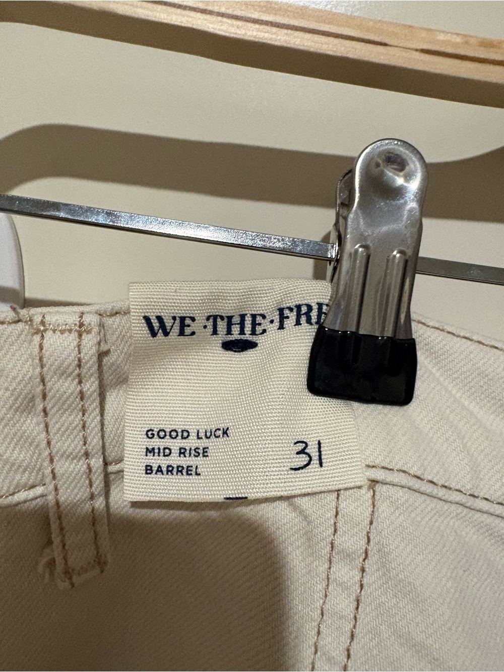 Free People We The Free Good Luck Mid-Rise Barrel Jeans 31 Color: Milk NWT - Picture 4 of 6